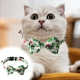 thumbnail image 2 of St. Patrick's Day Cat Collars with Bow Bell, White Shamrock Pattern Kitten Collar with Removable Bow Tie, Pet St Patrick's Collars for Cats Dogs, 2 of 6