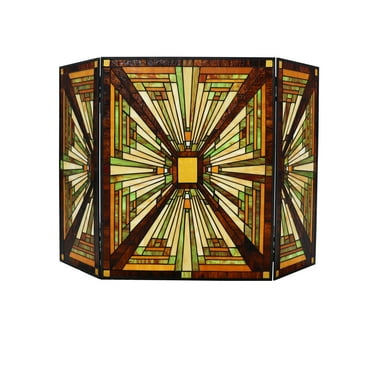 Radiance Goods Tiffany-Style 3pcs Folding Mission Fireplace Screen 45" Wide