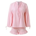 thumbnail image 4 of WAYUTE Womens Sets 2 Piece Outfits Oversized Solid Color Summer Shorts and Shirt Top V Neck Cozy Shirt Vacation Trendy Casual Wear, 4 of 7