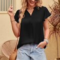 thumbnail image 3 of Camisa de satén de manga corta para mujer, camisa de satén para mujer, blusa de satén con cuello en V y manga corta, camisa de satén de manga corta muy versátil, 3 of 6