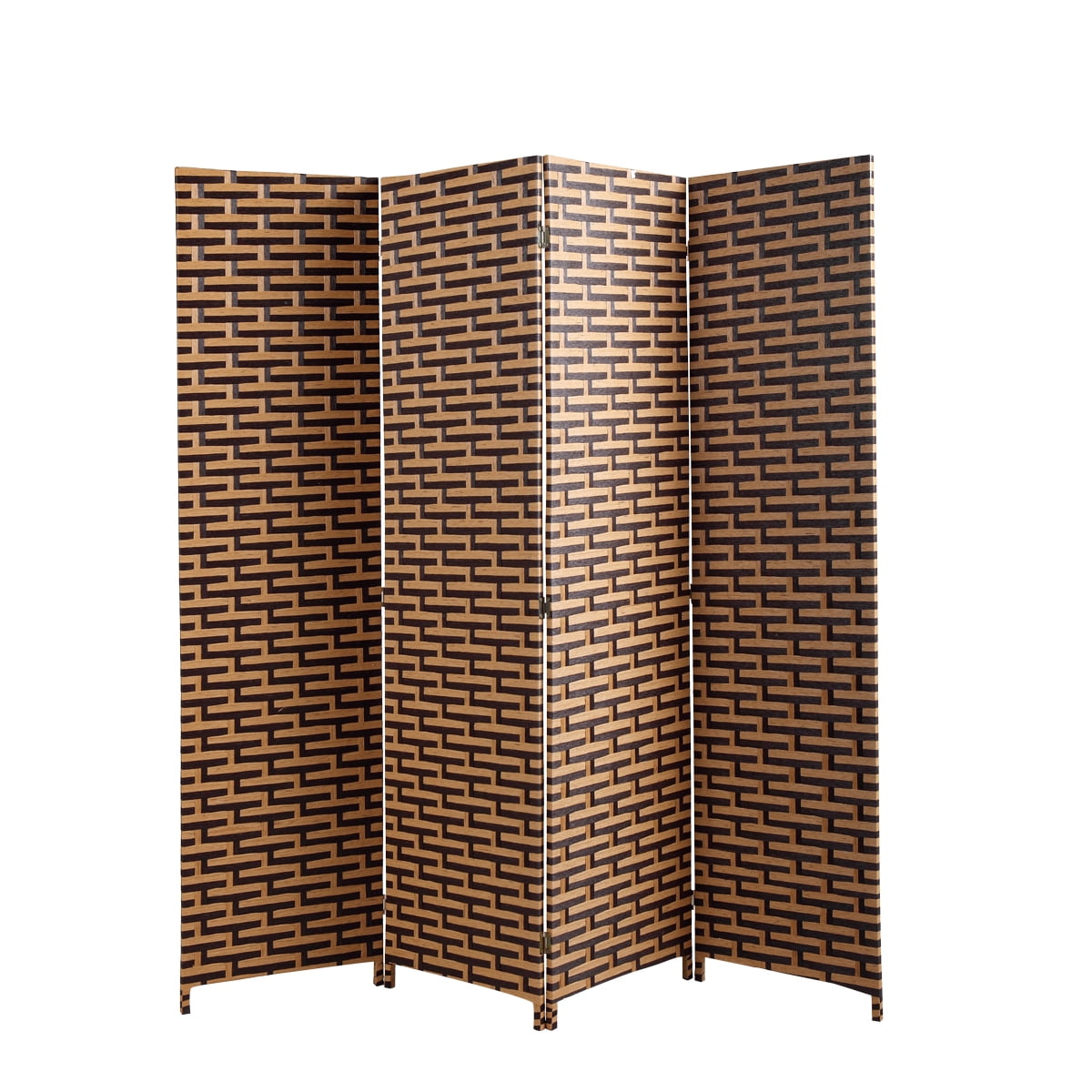 Jaxpety 4-Panel Folding Freestanding Room Divider Privacy Screen Weave ...