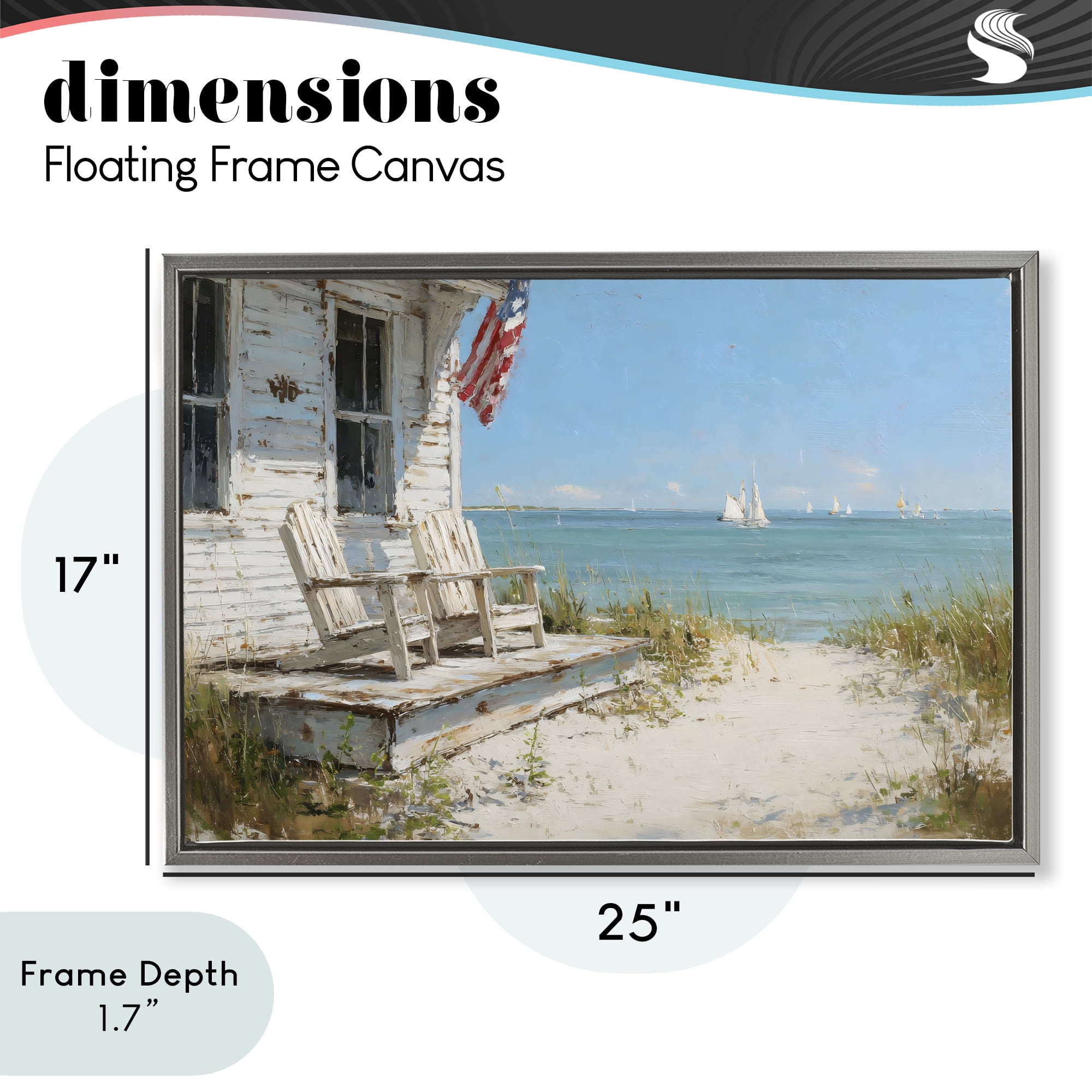 Stupell Industries By The Ocean Cottage Retreat Gray Framed Floater Canvas Wall Art, design by Petal Prints Design