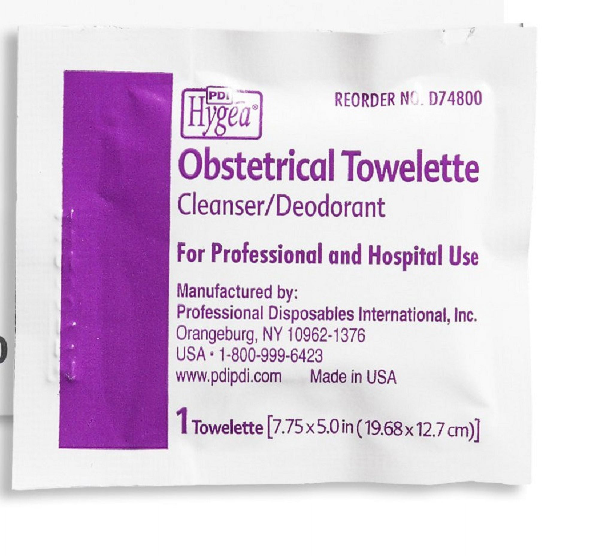 Hygea Obstetrical Wipe Individual Packet BZK (Benzalkonium Chloride) / Ethyl Alcohol / Chlorothymol Scented 100 Count, D74800 - Case of 1000