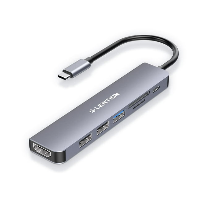 Hub USB C LENTON CB-CE18 con carga de 100 W, HDMI 4K, lector de tarjetas
