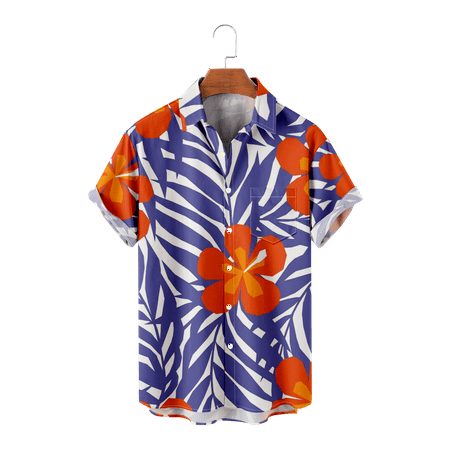 

MLFU Youth Adult Floral Hawaiian Shirts Short Sleeve Classic Chest Pocket Tops with Pocket Polo Shirts for Boys 5-14 Years