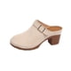 thumbnail image 1 of Mujeres Tacones Altos Cerrados Zapatillas Del Dedo Del Pie Bloque Tacón Mulas Estilo de Madera Clogs Casual Verano Oficina Diapositivas Sandalias Comodidad, 1 of 9