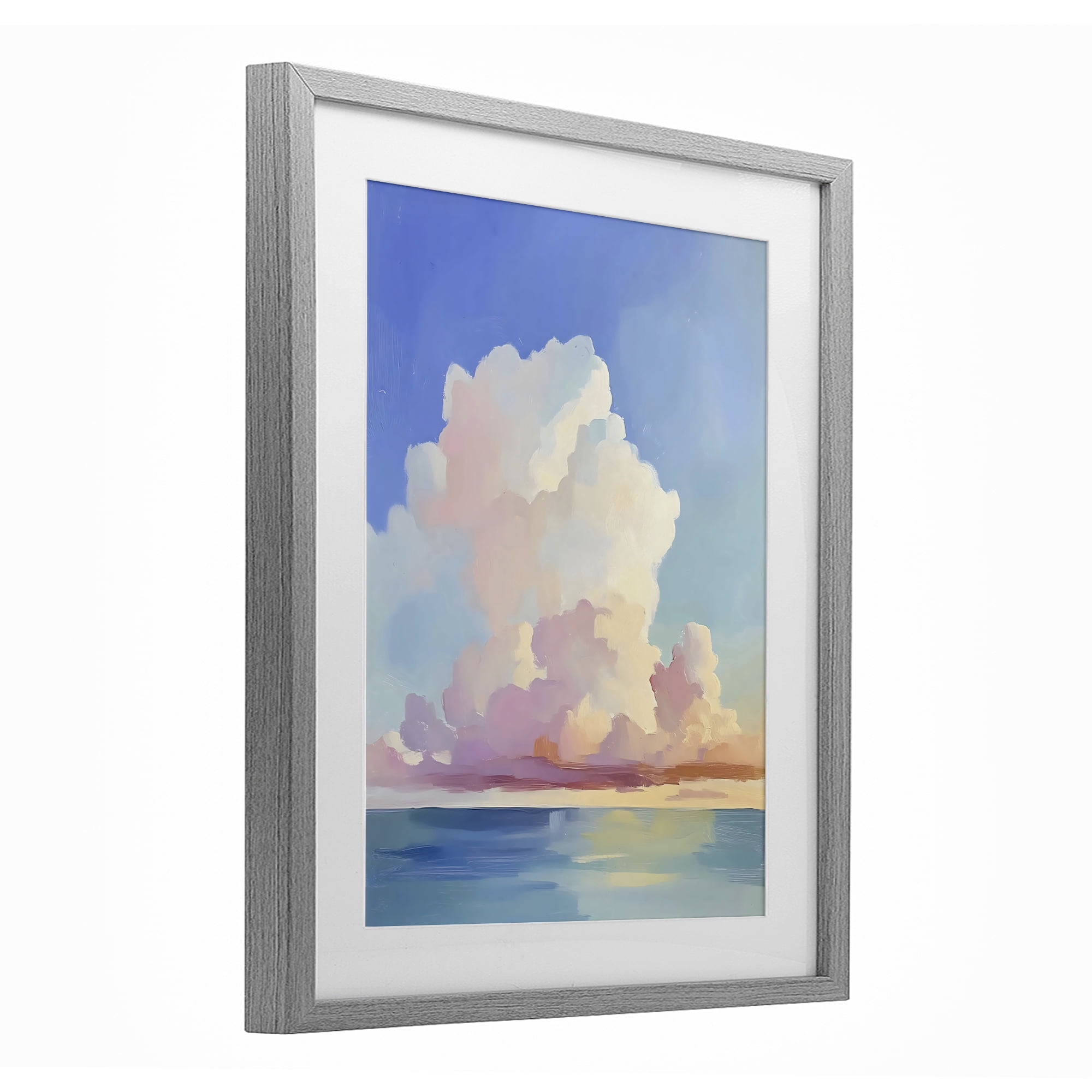 Stupell Industries Dreamy Pastel Clouds over Sea Gray Framed Print Under Glass, design by The Prints Vibe