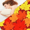 thumbnail image 4 of Maple Leaves Fleece Throw Blankets for Women Girls Autumn Throw Blanket for Bed Sofa, Luxury Soft Cozy Thanksgiving Day Halloween Flannel Blanket, Lightweight Fall Decor 60" x 80", 4 of 6