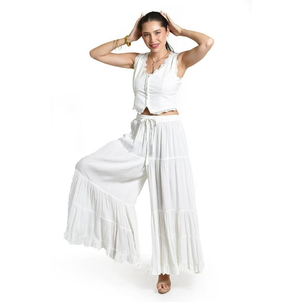 Pantalon estilo palazzo Roman Fashion /Juvenil, R42 (Blanco) blanco M