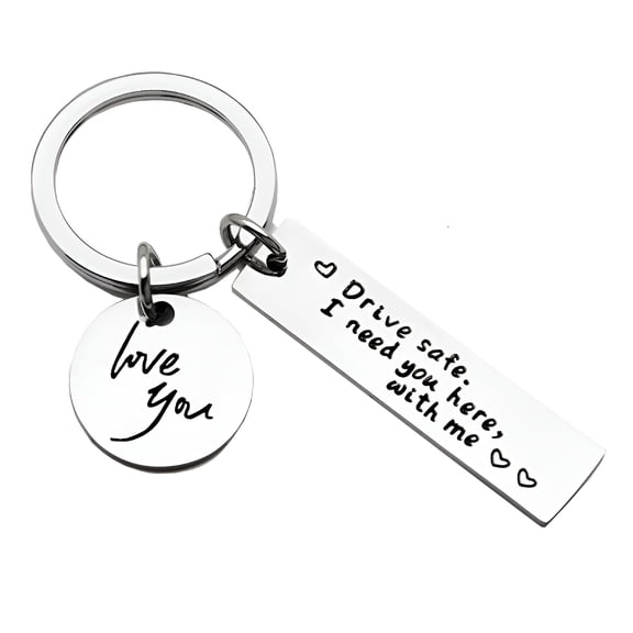DESIGNICE Drive Safe I Need You Here With Me Love You Keychain for Boyfriend Husband Dad Birthday Valentine's Day Gifts