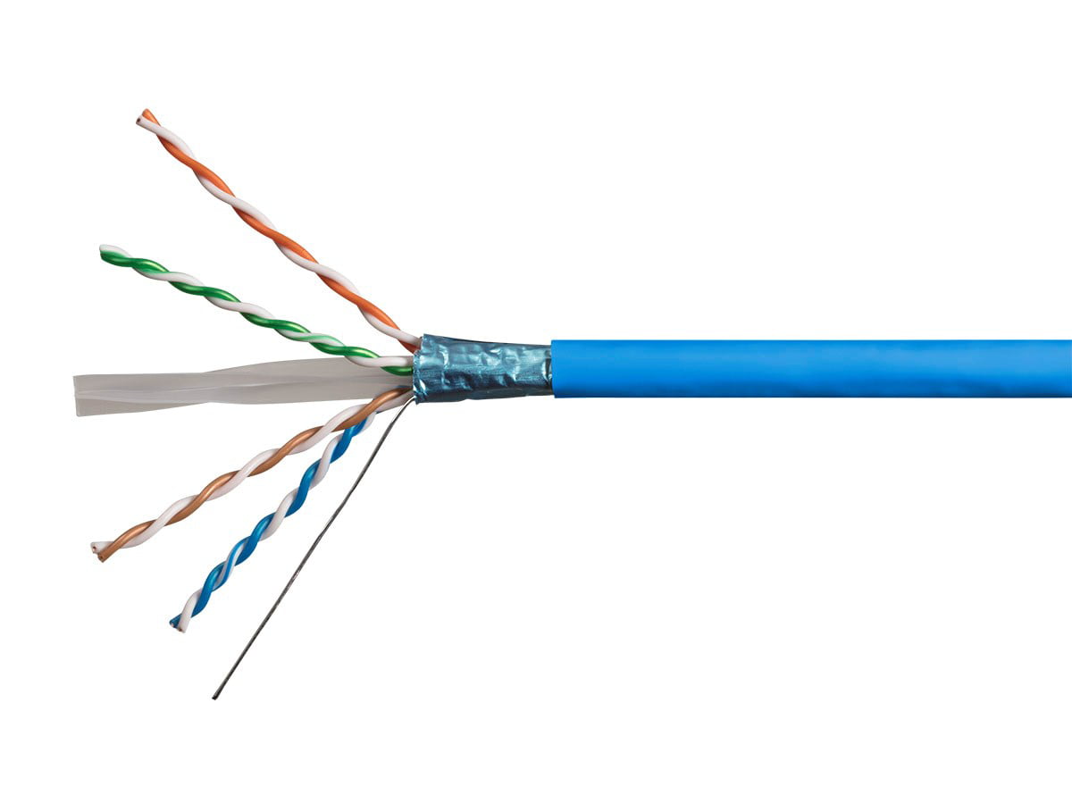 Monoprice Cat6 Ethernet Bulk Cable Blue Solid 1000ft Network Internet Cord Pure Bare Copper Wire 550Mhz No Logo 23AWG Plenum CMP UTP