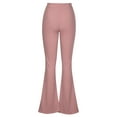 thumbnail image 5 of XFLWAM Womens High Waist Bootcut Wide Leg Flare Pants Flared Leg Trousers Dressy Slit Hem Bell Bottoms Pink L, 5 of 7