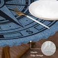 thumbnail image 4 of Compass Circle Round Fitted Table Cover Dot Abstract Geometric Waterproof Table Cloth with Elastic Edge Wipeable Tablecloth for Picnic Camping Party Fits 36"-44" Diameter, 4 of 8