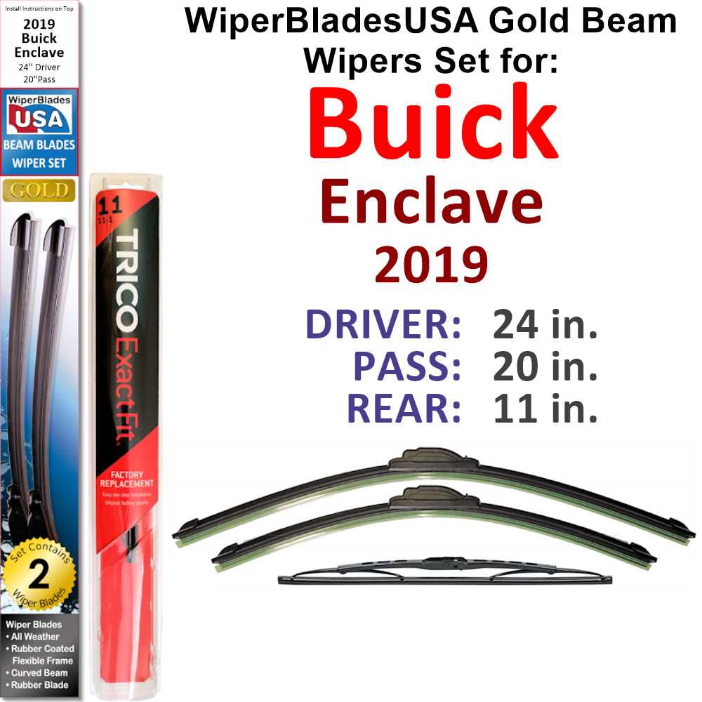 2019 Buick Enclave Beam Wiper Blades Wipers WBUSA (Set of 3) w/Rear
