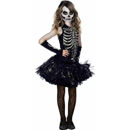 Glowing Skeleton - cutie bones glowing skeleton tutu kids costume, x-small