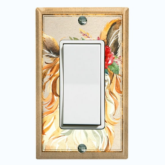 Metal Light Switch Plate Outlet Cover Baby Llama Flower Crown Portrait LLA004