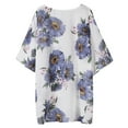 thumbnail image 7 of Rovga Women'S Swimwear Cover Ups Short Sleeve Ladies Fashion Floral Print Chiffon Cardigan Loose Beach Wear Cover Up Blouse Top S White, 7 of 7