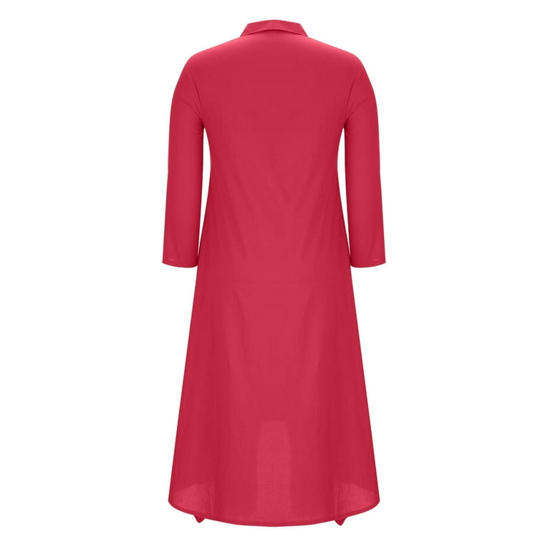 Odbmxy Oversized Women's Midi Dresses Long Sleeve Shirt Dress