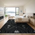 thumbnail image 3 of ODIKA 9'x12' Washable Area Rug Low Pile, Flatwoven, Black Silver Gothic Skull Arch Design Ornate Filigree with Distressed Scrollwork for Great Room, Indoor Concept, Large Living, 3 of 7