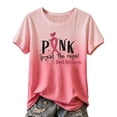 thumbnail image 3 of Mfakffe Breast Cancer Shirts for Women Breast Cancer Awareness Crew Neck Short Sleeve T-Shirt Floral Pink Ribbon Embroidery Print Casual Loose Tee, 3 of 5
