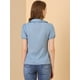 thumbnail image 5 of Blusa de lunares Allegra K Para mujer cuello de campamento Manga de burbujas Camisa Abotonada Gris azulado XS, 5 of 6