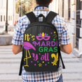 thumbnail image 6 of Goofa Mardi Gras with Flamingo Pattern 17in Student Backpack - School, Travel, Work Bookbag -Laptop Backpack,Water Resistant College School Computer Bag, 6 of 6