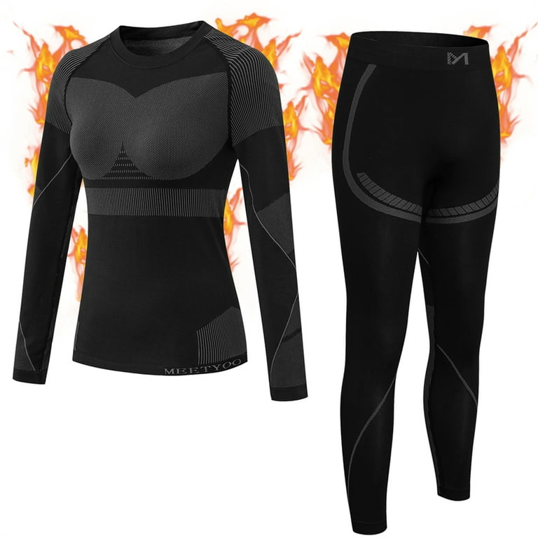 Women Thermal Underwear Set Sport Base Layers Winter Warm Long Johns Cold  Weather Gear Compression Suits for Skiing Running : : Clothing