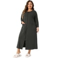 thumbnail image 3 of DARING DIVA Women's Plus Size Zipper Front Short Sleeves Nightgowns 4X Black, 3 of 6