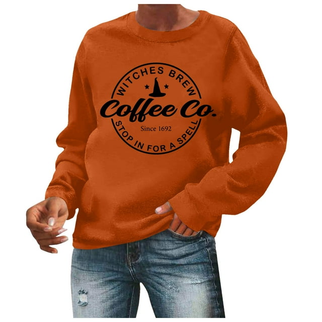 VBARHMQRT Halloween Sweatshirt Women's Autumn and Winter Printed Sweatshirts