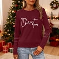 thumbnail image 2 of Birdeem T-Shirt à Manches Longues à Col Rond Imprimé « Merry Noël » pour Femmes, Haut de Travail, 2 of 9