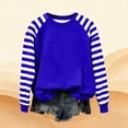 thumbnail image 4 of ZHYou Womens Colorblock Striped Sleeves Long Sleeve Tops,Casual Round Neck Daily Wear Shirts,Blue,Size M, 4 of 5