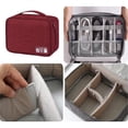 thumbnail image 5 of Bolsa de maquillaje de viaje, bolsa grande para cosméticos, estuche organizador de maquillaje para mujeres y niñas, color burdeos, 5 of 5