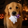thumbnail image 4 of Halloween Pumpkin Squeaky Plush Dog Chew Toy, Soft Stuffed Teething Plaything, Lightweight Interactive Fetch Toy for Small Medium Large Puppies Cats Boredom Relief Halloween Party Supplies, 4 of 6