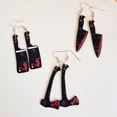 thumbnail image 5 of Pendientes de tijera Rojo Verde 6 pares de cuchillo manchado de sangre de Halloween, 5 of 5