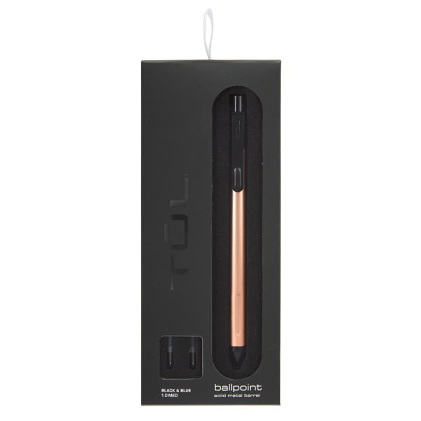 TUL® Fine Writing Solid Metal Barrel Ballpoint Pen With 2 Refills, Medium Point, 1.0 mm, Rose