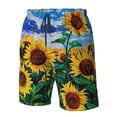 thumbnail image 6 of Uemuo Landscape With Sunflowers Pattern Men's Swim Trunks Hawaiian Beach Bathing Suit Swimsuits Beach Quick-Dry Shorts with Pockets-Large, 6 of 9