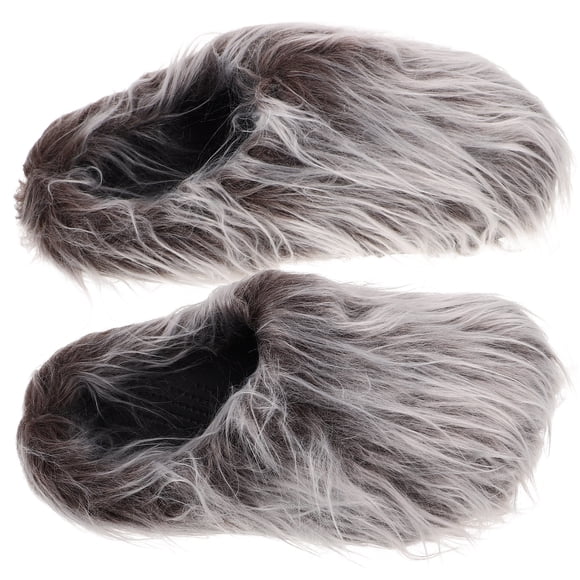 par de pantuflas cálidas con borlas unisex para hombre y mujer, de felpa, peludas, para interior y exterior, cómodas pantuflas de casa para invierno, talla 40-41