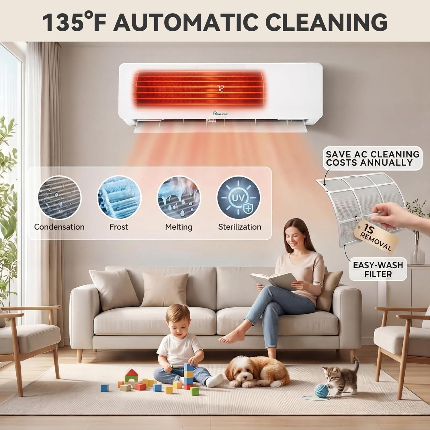Uforic 12000 BTU Mini Split AC/Heater 230V 20 SEER2 WiFi Alexa