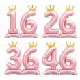 thumbnail image 6 of 42” Standing Crown Number 6 Balloon, Large Pink Foil Balloon for Birthday Party Decorations, 6 of 7