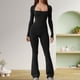 thumbnail image 3 of Monos de manga larga para mujer, pantalones largos de pierna ancha, mameluco para mujer, moda elástica Negro S Jinwen Mono corto, 3 of 8