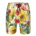 thumbnail image 4 of Kll Sunflower Cornflower Poppy Men'S Casual Summer Beach Shorts Hawaiian Shorts With Pockets-Large, 4 of 9
