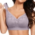 thumbnail image 4 of IQOGKRN Women Wireless Floral Lace Lift Up Bra Adjustable Wide Strap Anti-Sagging Support Bralette Soft Thin Cup Breathable Bras Light Violet 40, 4 of 8