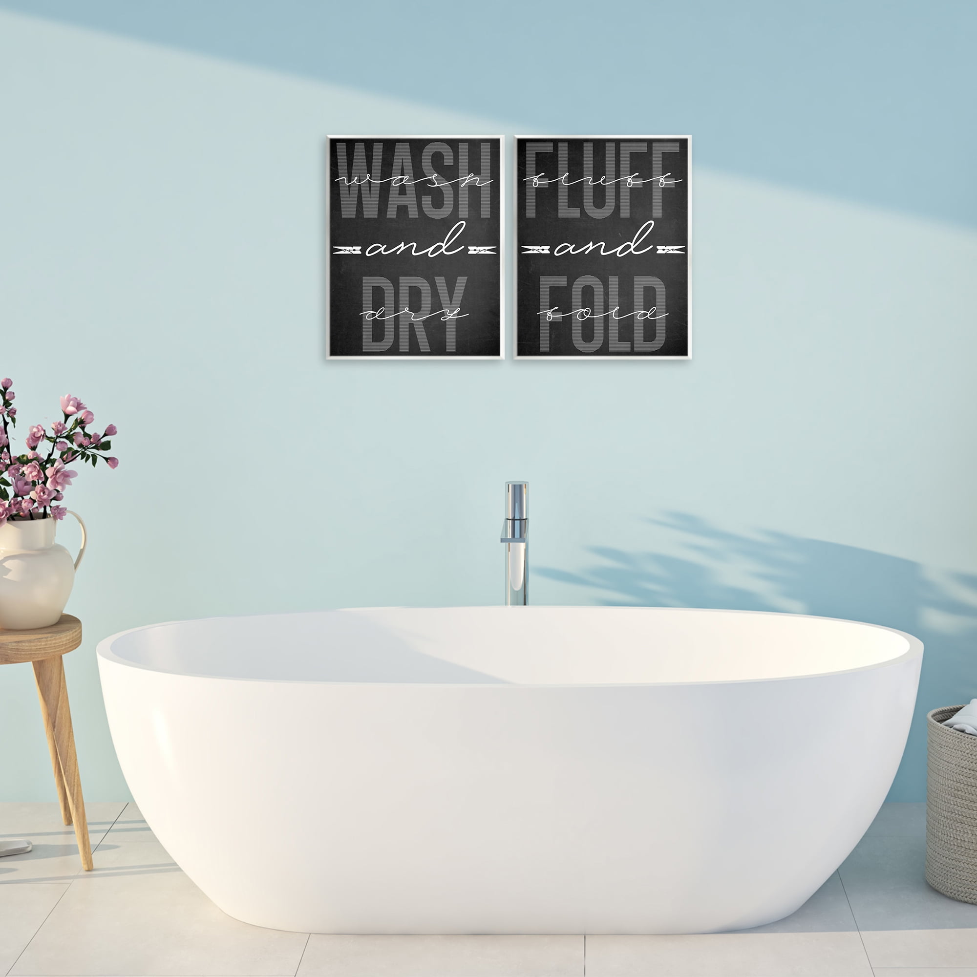 Laundry Words in Black 2 Piece Wall Plaque Art Set, design by Marcus Prime