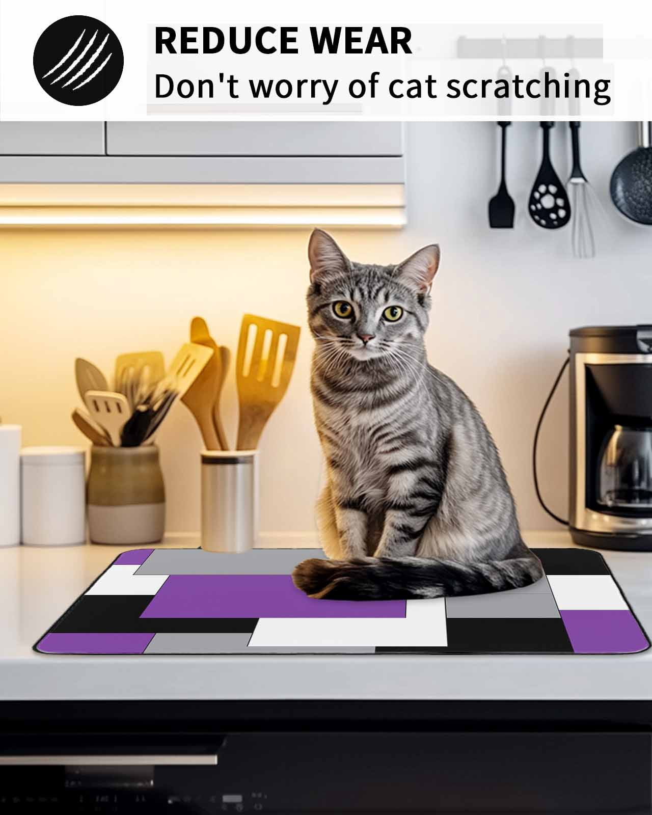 Stove Top Covers for Electric Stove,Purple Grey Black Geometric Glass Stovetop Cover Protector,Middle Century Art Abstract Aesthetics Cooktop Protector Oven Mat for Kitchen Countertop 24"x21"