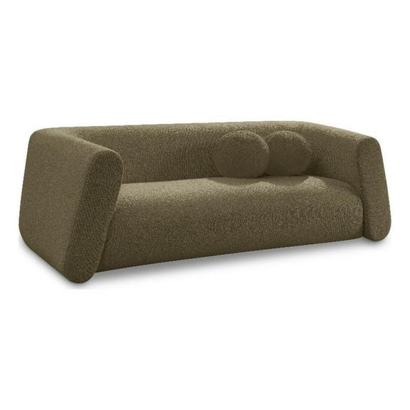 Meridian Furniture Abbington Contemporary Boucle Fabric Sofa in Olive Green