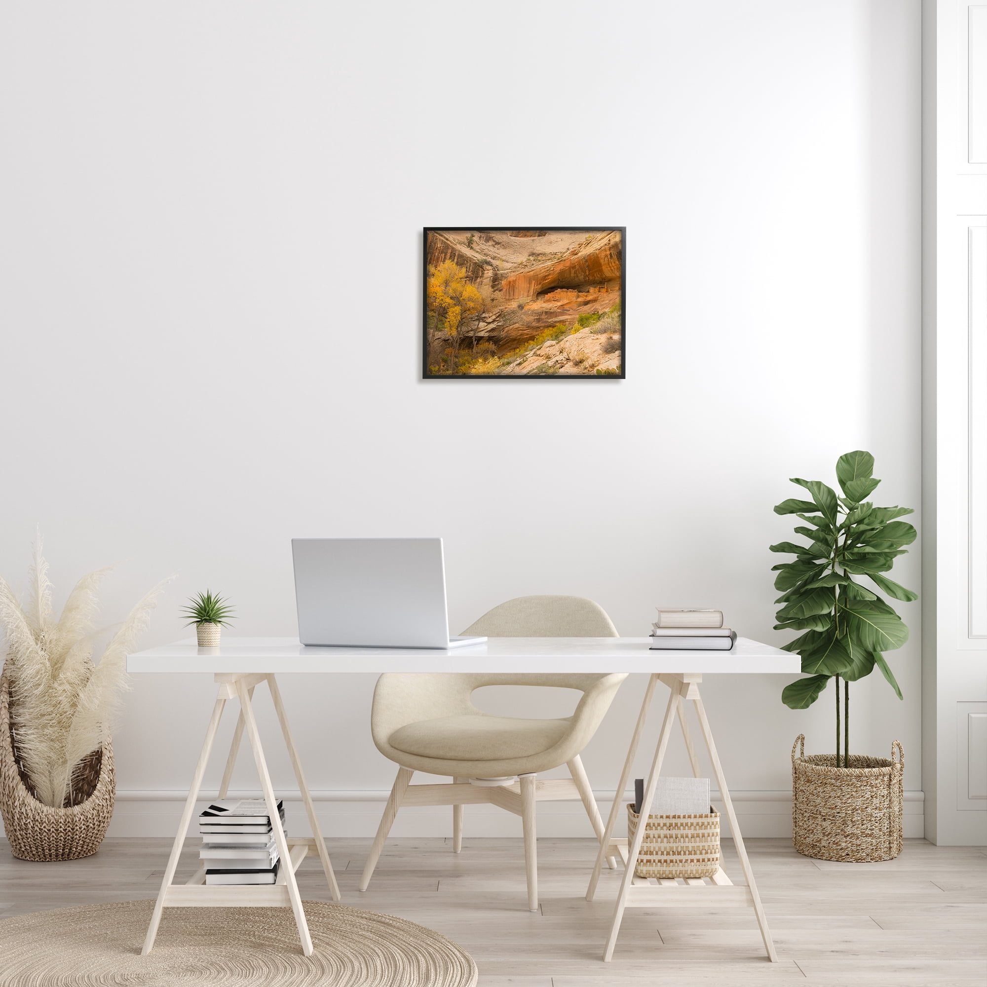 Stupell Industries Desert Foliage Landscape Southwestern Canyon Cliff Nature Photography Black Framed Art Print Wall Art, 16 x 20