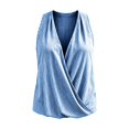 thumbnail image 6 of Womens Tank Tops V Neck Wrap Flowy Cami Vest Deep V Neck Tank Tops Tie Back Elegant Shirt Sleeveless Halter Tank Tops Ruched Shirts 2026 Slim Fit Work Shirts,Blue,L, 6 of 6
