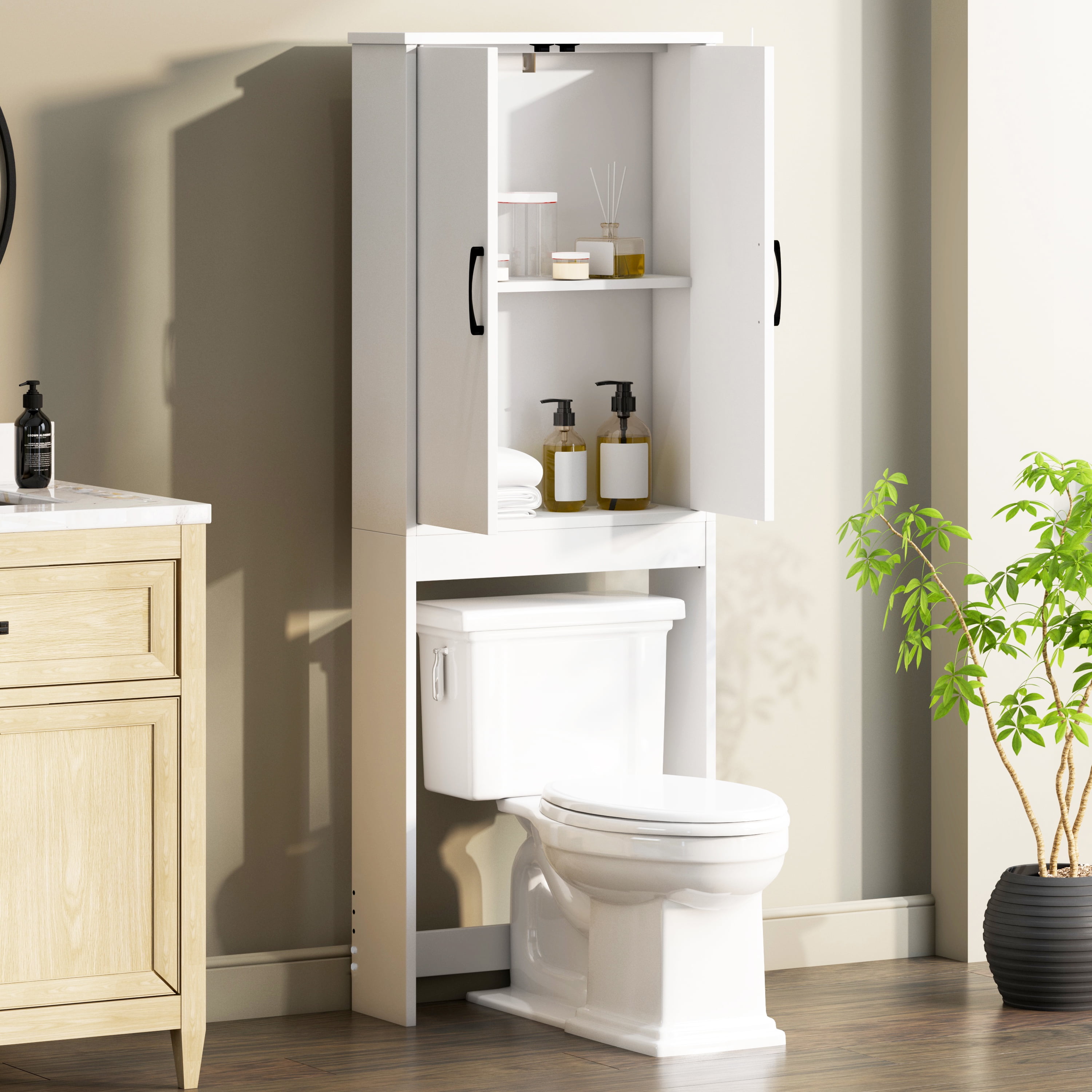Free Shipping! Mainstays White Over-the-Toilet Space Saver Storage