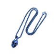 thumbnail image 2 of Crucible Jewelry Men's Antiqued and Polished Blue Plated Stainless Steel Large Skull Necklace - 24", 2 of 2