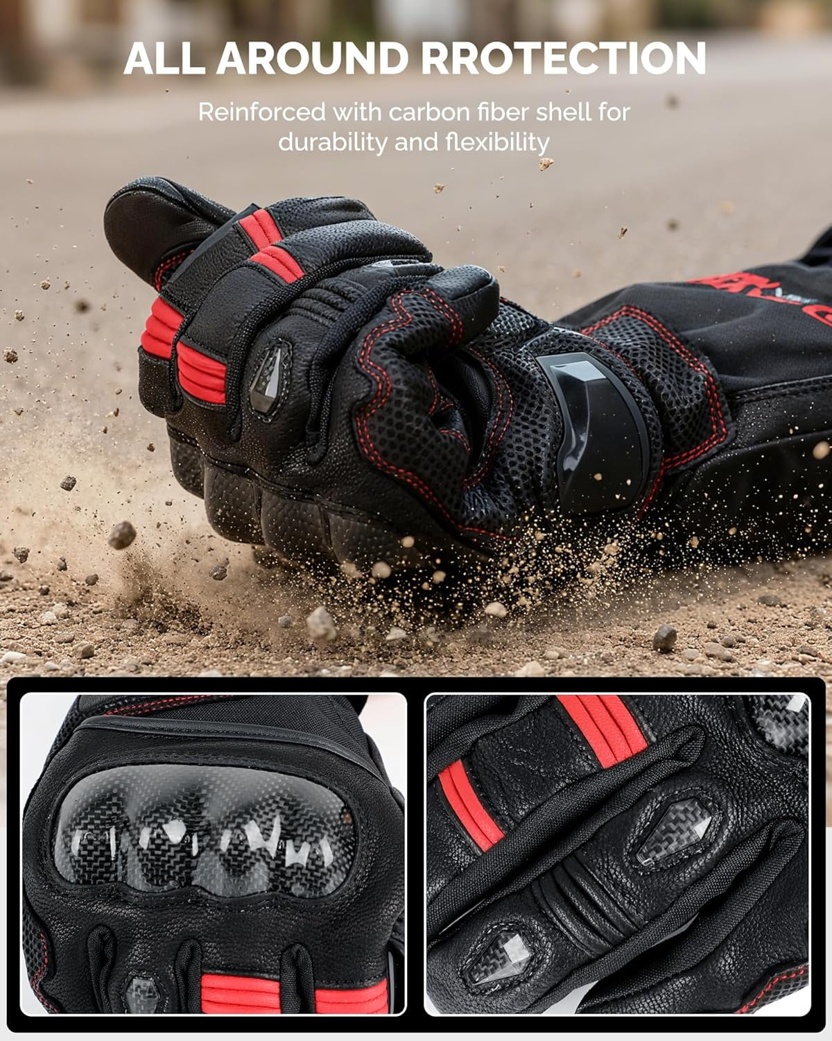 SAVIOR HEAT 2025 Upgraded Bluetooth Heated Motorcycle Gloves for Men - Goatskin Leather, 7.4V 3000mAh Rechargeable Battery, Waterproof/Windproof, 3-Speed Heating with Smart Temp Control
